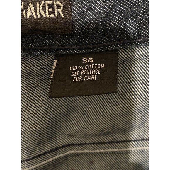 King Maker Custom Men's Jean Shorts 36x13 Straight Fit Dark Wash White Stars Red - Picture 7 of 15